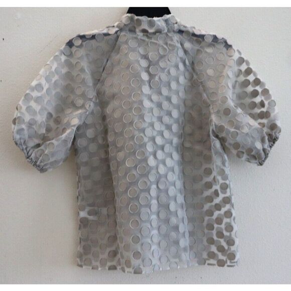 Ted Baker 259753 Women's Sz 1 Gray Caieta Organza Spot Tie Neck Blouse - Picture 2 of 12